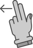 två fingrar vänster linje fylld gråskale ikon vektor