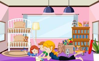 interiör i sovrum med barn seriefigur vektor