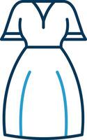 kvinnor klänning linje blå två Färg ikon vektor