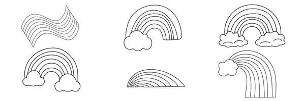samling av regnbåge i klotter stil. hand dragen vektor konst.