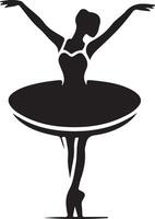 minimal Ballerina Vektor Symbol im eben Stil schwarz Farbe Silhouette, Weiß Hintergrund