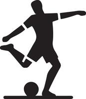 Fußball Spieler Pose Vektor Symbol im eben Stil schwarz Farbe Silhouette, Weiß Hintergrund 36