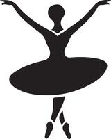 minimal Ballerina Vektor Symbol im eben Stil schwarz Farbe Silhouette, Weiß Hintergrund 13