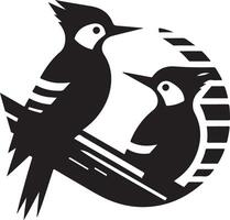 hackspettar fågel logotyp begrepp, svart Färg silhuett, vit bakgrund 17 vektor