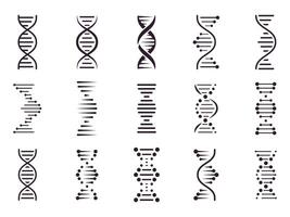 Spiral- DNA Symbol. DNA Molekül Wendel Spiral- Struktur, medizinisch Wissenschaft Chromosom Konzept, Biologie genetisch Symbole isoliert Vektor Symbole Satz. Mikrobiologie. Desoxyribonukleinsäure Säure. genetisch Ingenieurwesen