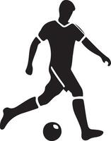 Fußball Spieler Pose Vektor Symbol im eben Stil schwarz Farbe Silhouette, Weiß Hintergrund 19