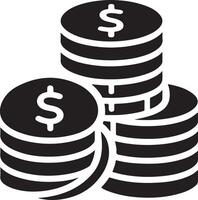 minimal stack av mynt pengar ikon symbol, ClipArt, svart Färg silhuett, vit bakgrund 5 vektor