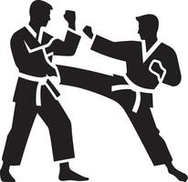 minimal Karate Kampf Vektor Symbol im eben Stil schwarz Farbe Silhouette, Weiß Hintergrund 18