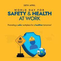 värld dag för säkerhet och hälsa på arbete. 28: e april värld dag för säkerhet och hälsa på arbete firande och medvetenhet baner till främja arbetare, personal medlemmar hälsa och säkerhet. arbetare rättigheter. vektor