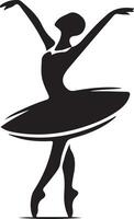 minimal Ballerina Vektor Symbol im eben Stil schwarz Farbe Silhouette, Weiß Hintergrund 16