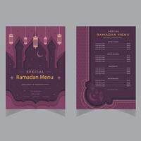 Vektor eben iftar Vertikale Speisekarte Vorlage Ramadan Speisekarte Vorlage im Blau islamisch Hintergrund Design. ebenfalls gut Vorlage zum Restaurant Speisekarte Design.