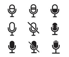 uppsättning av mikrofon ikoner. mikrofon logotyp design podcast med mikrofon logotyp. vektor