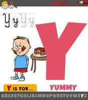 Brief y von Alphabet mit Karikatur Illustration von lecker Phrase vektor