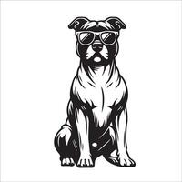 ai generiert amerikanisch Staffordshire Terrier Hund tragen Sonnenbrille Illustration vektor