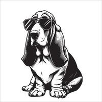 ai genererad basset hund hund bär solglasögon illustration vektor