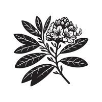 ai generiert Rhododendron Blume Silhouette schwarz und Weiß Illustration vektor