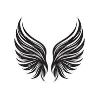 ai genererad ängel vinge silhuett illustration i svart och vit vektor