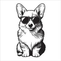 ai genererad welsh corgi hund bär solglasögon illustration vektor