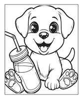 ai genererad söt hund illustration färg sida för barn vektor