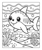 ai generiert Ozean Hai Färbung Buchseite, Illustration Vektor
