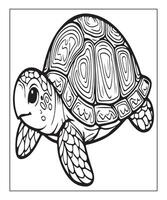 ai generiert süß Schildkröte Färbung Seite zum Kinder vektor