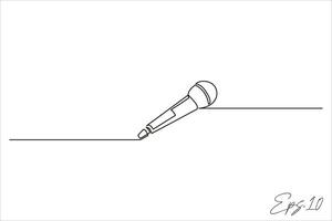 kontinuerlig linje vektor illustration design av trådbunden mikrofon