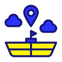 Segeln Boot von Tour und Reise füllen Symbol setzt vektor