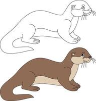 Meer Otter Clip Art. Gliederung und bunt Otter vektor