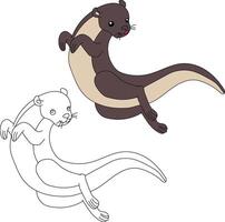 Meer Otter Clip Art. Gliederung und bunt Otter vektor