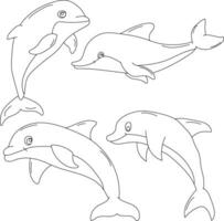 översikt delfin ClipArt uppsättning vektor