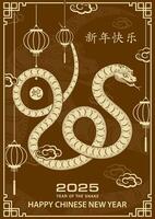 Lycklig kinesisk ny år 2025 zodiaken tecken, år av de orm vektor