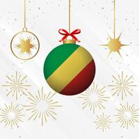 Weihnachten Ball Ornamente Republik von das Kongo Flagge Feier vektor