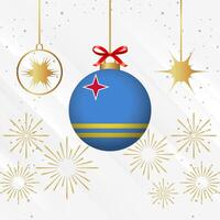Weihnachten Ball Ornamente Aruba Flagge Feier vektor