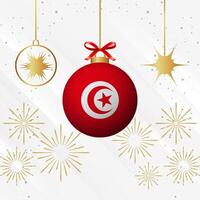 jul boll ornament tunisien flagga firande vektor