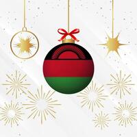 Weihnachten Ball Ornamente Malawi Flagge Feier vektor