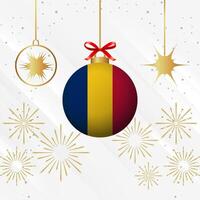 Weihnachten Ball Ornamente Tschad Flagge Feier vektor