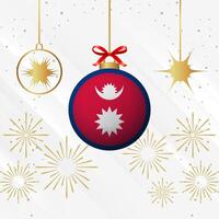 Weihnachten Ball Ornamente Nepal Flagge Feier vektor