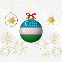 Weihnachten Ball Ornamente Usbekistan Flagge Feier vektor