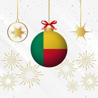Weihnachten Ball Ornamente Benin Flagge Feier vektor