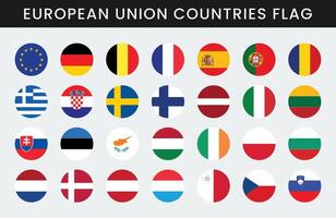 eben Illustration von alle europäisch Union Land National Flaggen. einstellen von europäisch Union Land runden Flaggen. vektor