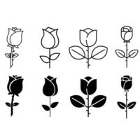 Rose Symbol Vektor Satz. Blume Illustration unterzeichnen. Garten Symbol oder Logo.