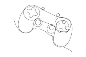 kontinuerlig ett linje teckning av spel pinne. joystick gaming kontroller. översikt vektor illustration.