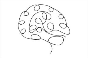 kontinuerlig ett linje teckning av mänsklig hjärna. hand dragen minimalism stil. hjärna linje konst vektor illustration