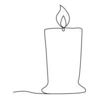 Verbrennung Feuer Kerze kontinuierlich einer Linie Zeichnung Vektor isoliert auf Weiß. Vektor Illustration.