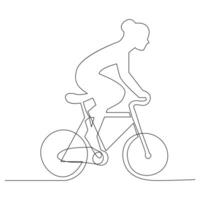 kontinuierlich einer Linie mit dem Fahrrad Gliederung auf ein Weiß Hintergrund Vektor Kunst Illustration
