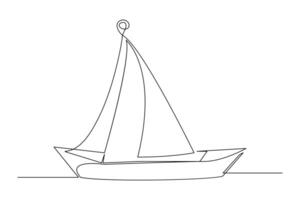 kontinuerlig ett linje teckning papper båt översikt vektor konst illustration