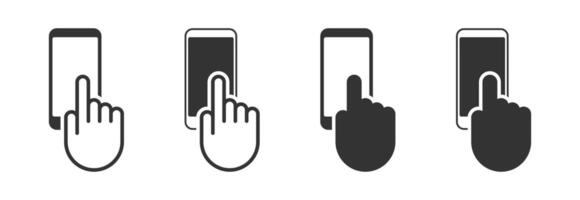 Hand berühren Bildschirm Smartphone Symbol. Vektor Illustration.