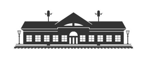 Eisenbahn Bahnhof Silhouette. Vektor Illustration.