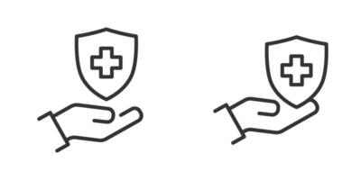 medizinisch Schild mit Kreuz auf Hand Symbol. isoliert auf Weiß Hintergrund. Vektor Illustration.