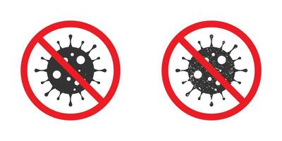 Virus Symbol mit rot verbieten unterzeichnen. halt Virus Symbol. Vektor Illustration.